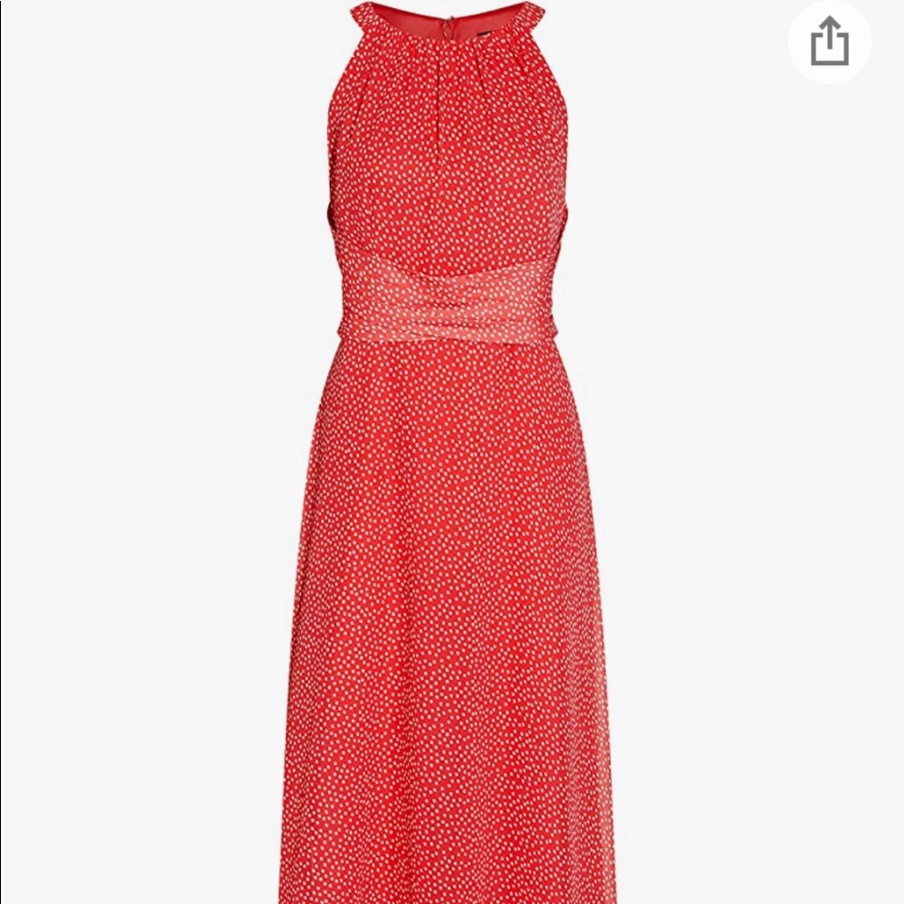 Adrianna Papell Pink/White Polka Dot Halter Dress - 16 - Picture 2 of 8